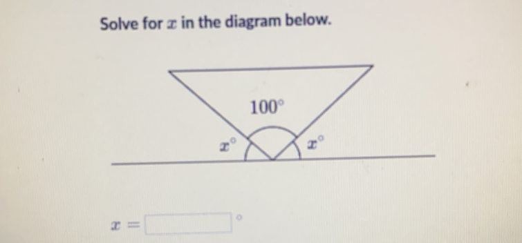Solve for x in the diagram below. x=- °